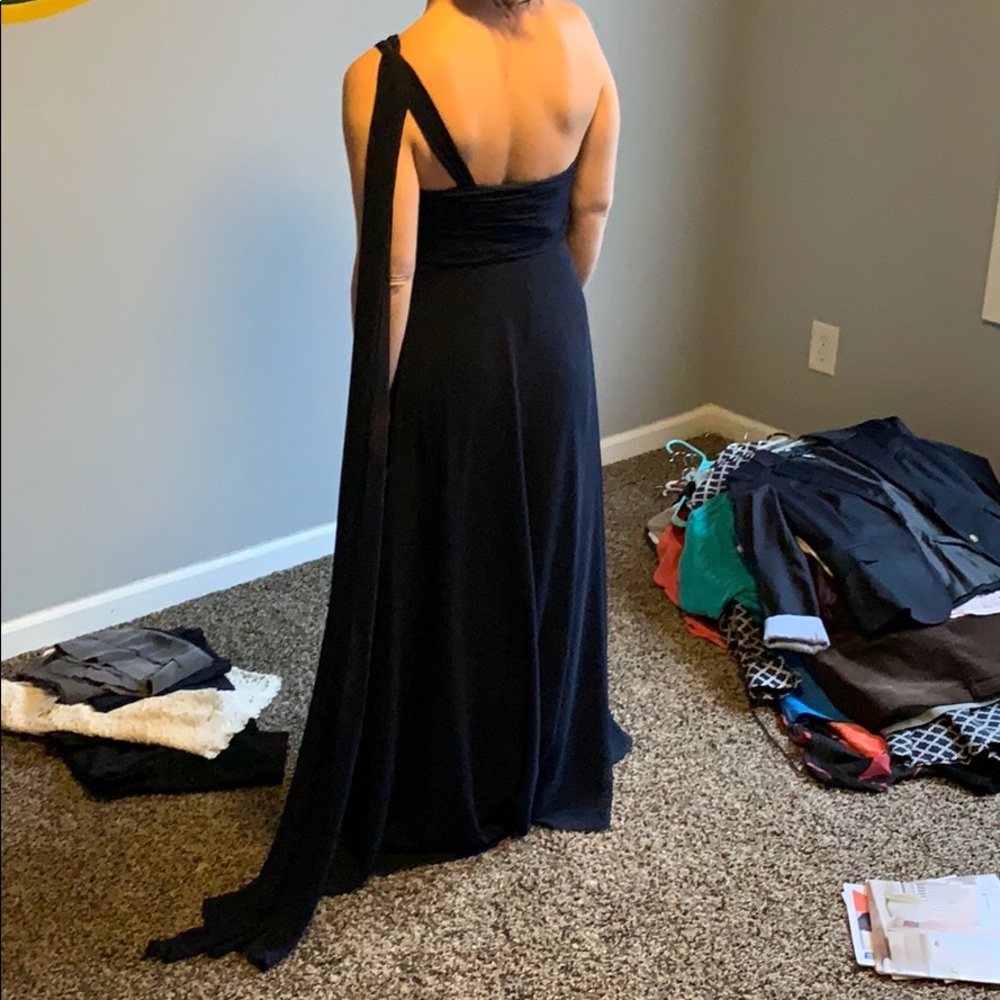 Navy One Shoulder Gown - image 2